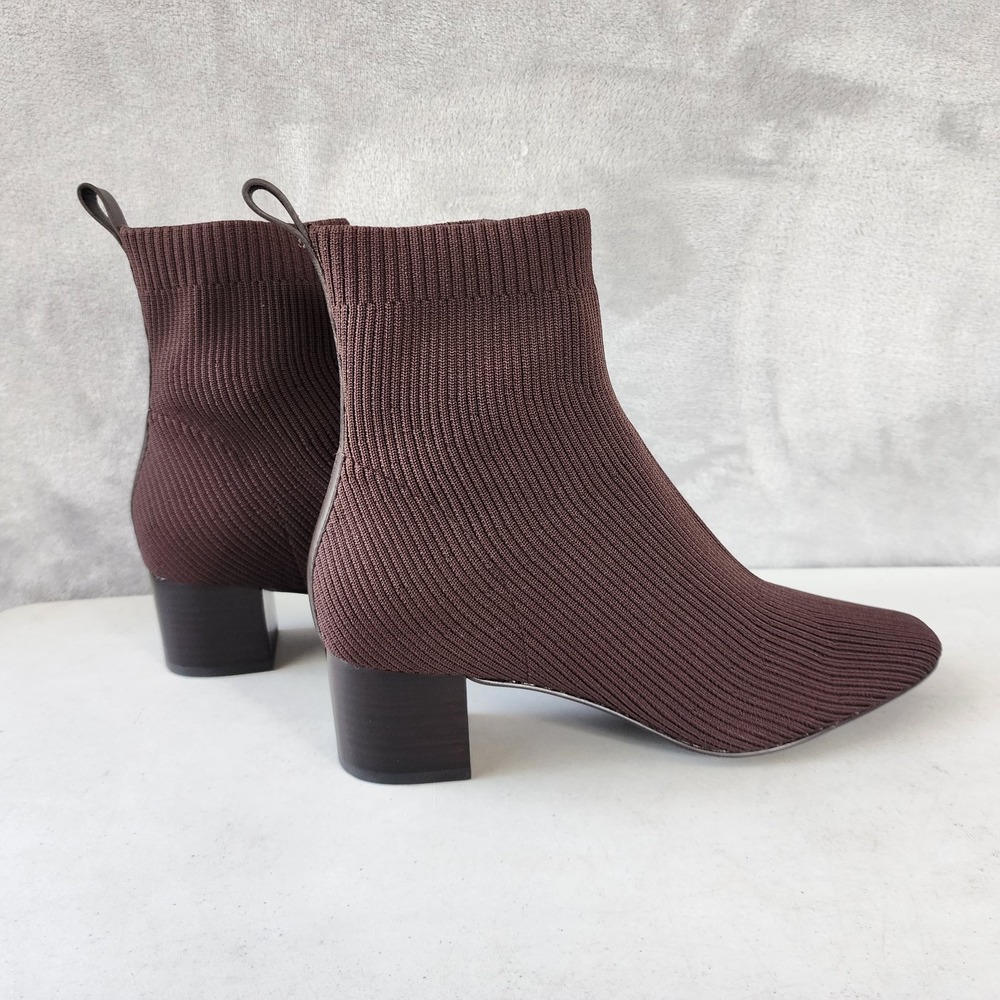 Everlane Boots Womens Size 9 The Glove Dark Brown Block Heel Ribbed Reknit Sock - Picture 5 of 14